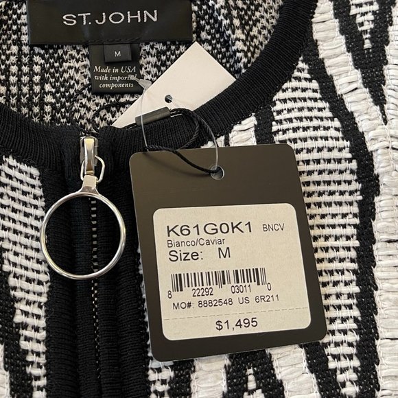 ST. JOHN Black Label Zip Front 3/4 Sleeve Jacket Style#K61G0K1 - Picture 7 of 11